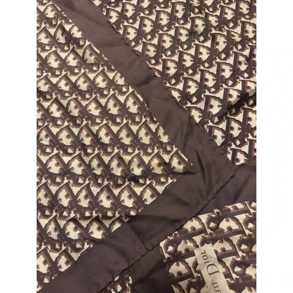 Dior Brown and Cream Monogram Silk Scarf